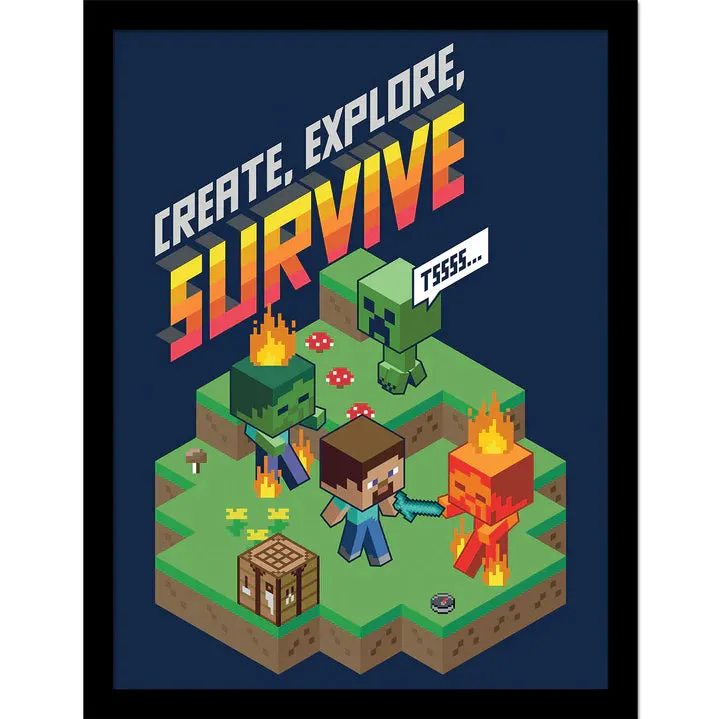 Minecraft (Create,Explore,Survive) Collector Print (Framed)