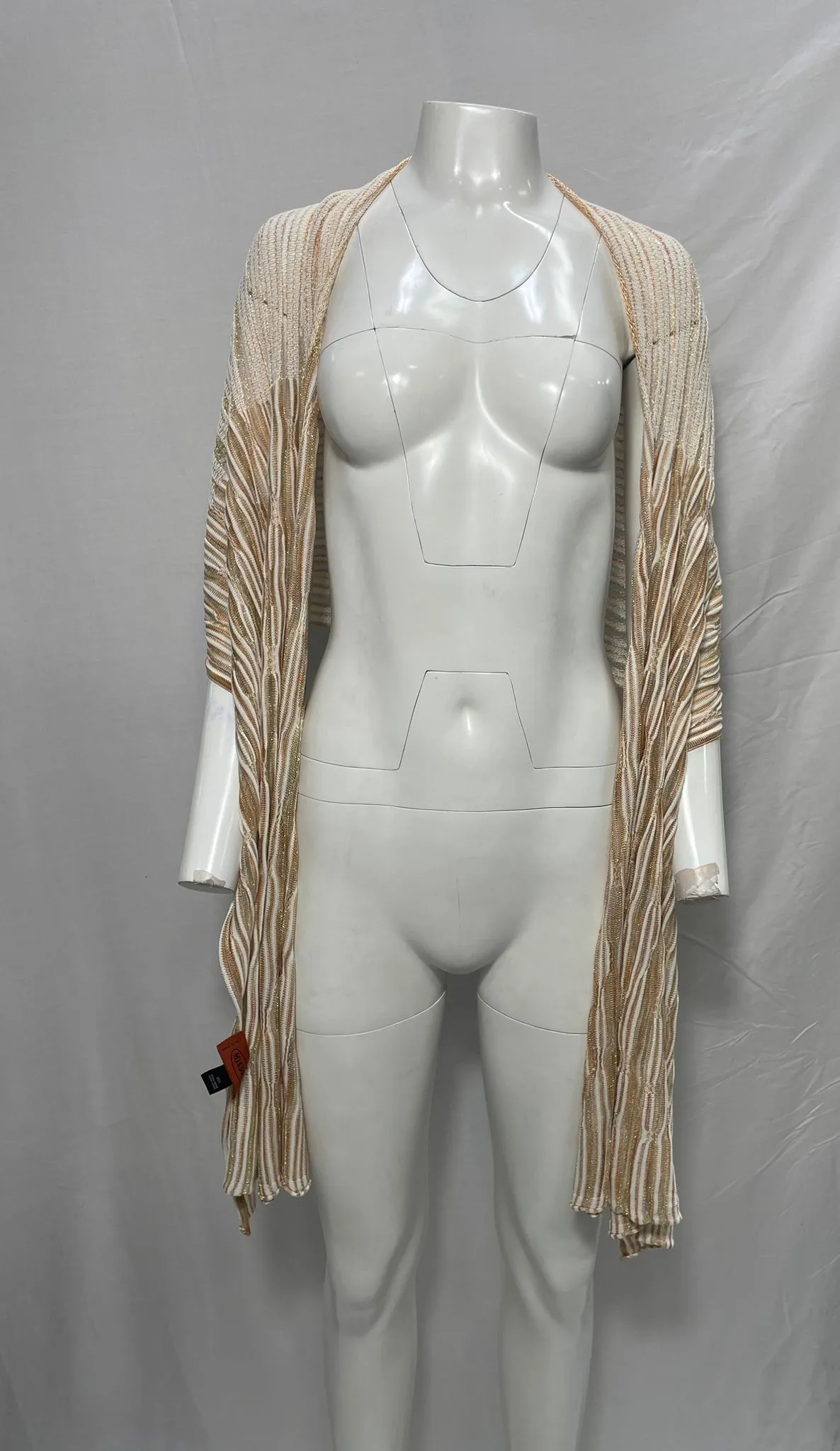 Missoni Striped Knit Shawl in Beige Wool