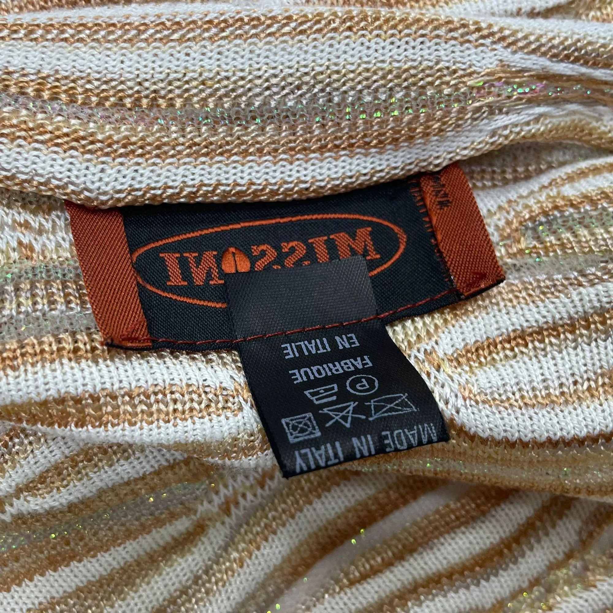 Missoni Striped Knit Shawl in Beige Wool