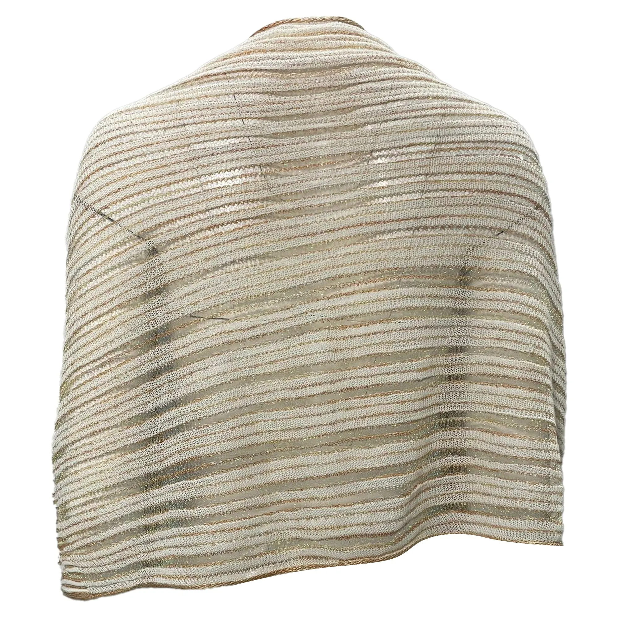 Missoni Striped Knit Shawl in Beige Wool