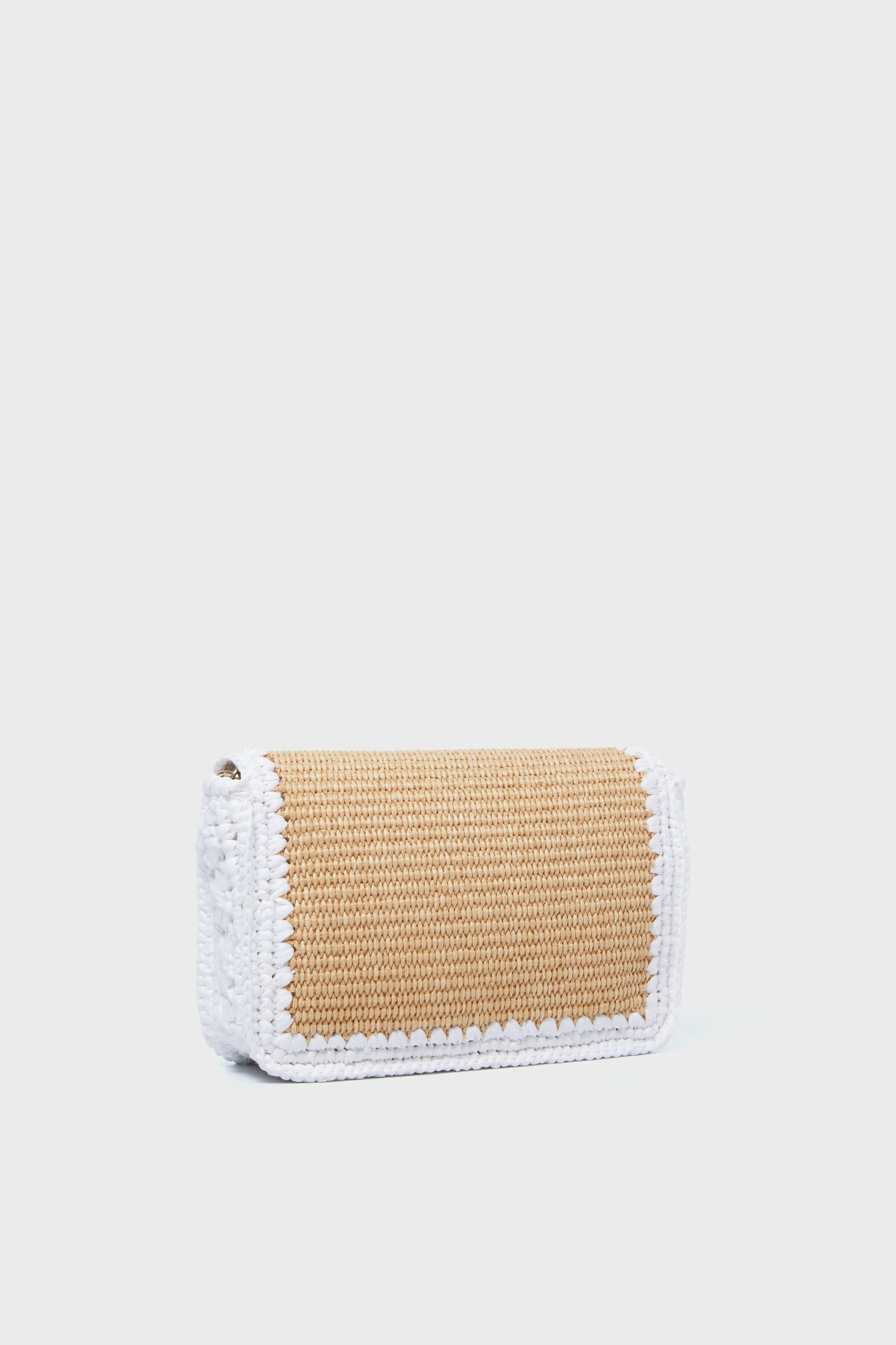 Natural and White Woven Crossbody