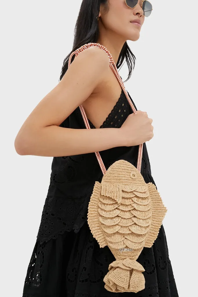 Natural Horizon Raffia Fish Crossbody