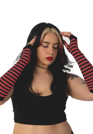 Pamela Mann - Striped Fingerless Red - Gloves