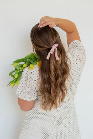 Pastel Knit Bow Ponytail Holder Andi