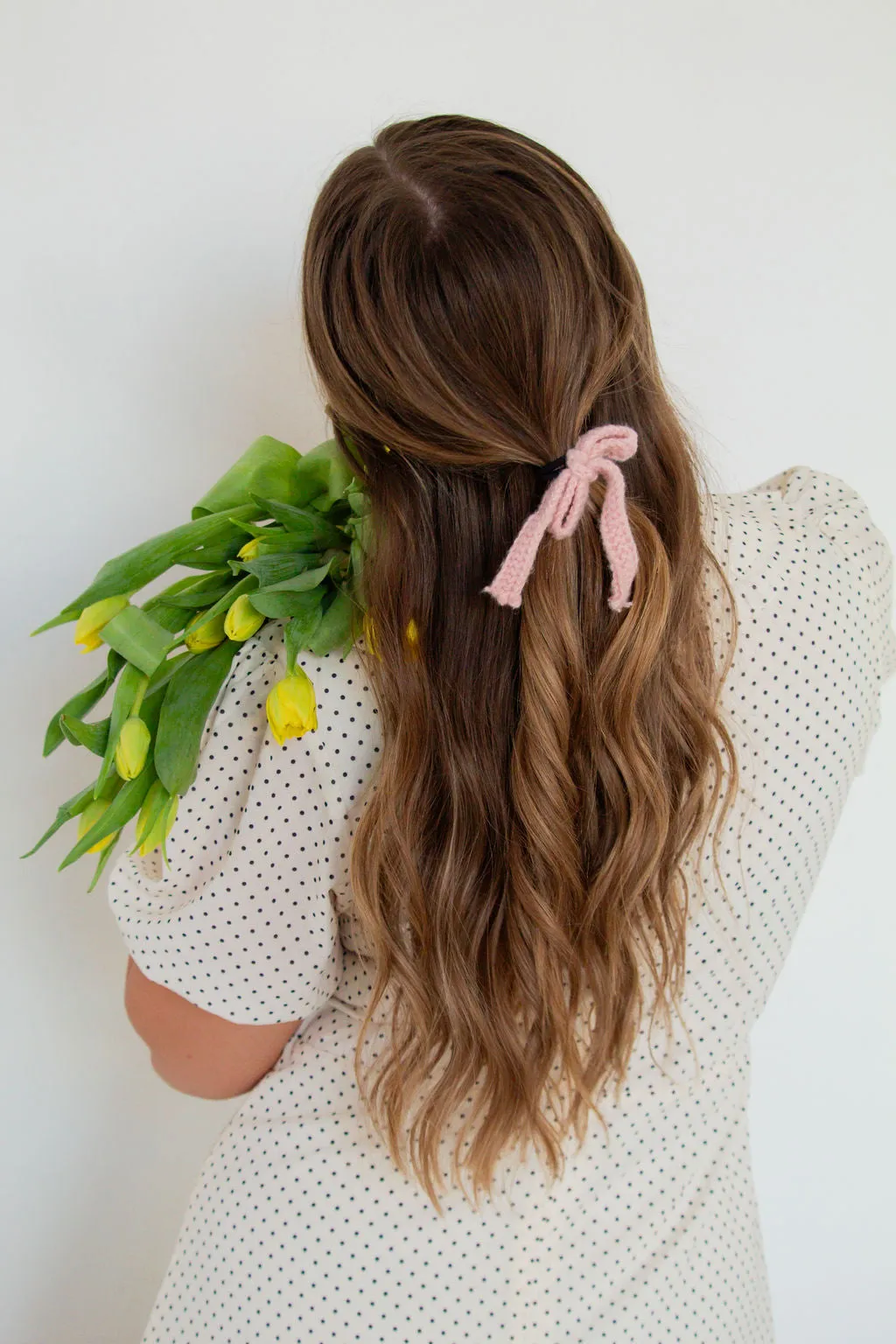 Pastel Knit Bow Ponytail Holder Andi
