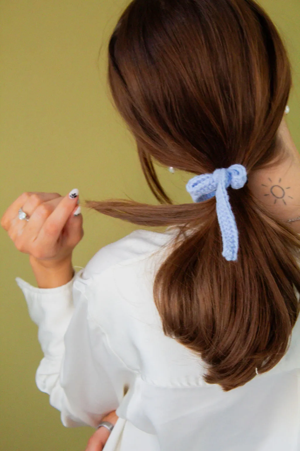 Pastel Knit Bow Ponytail Holder Andi