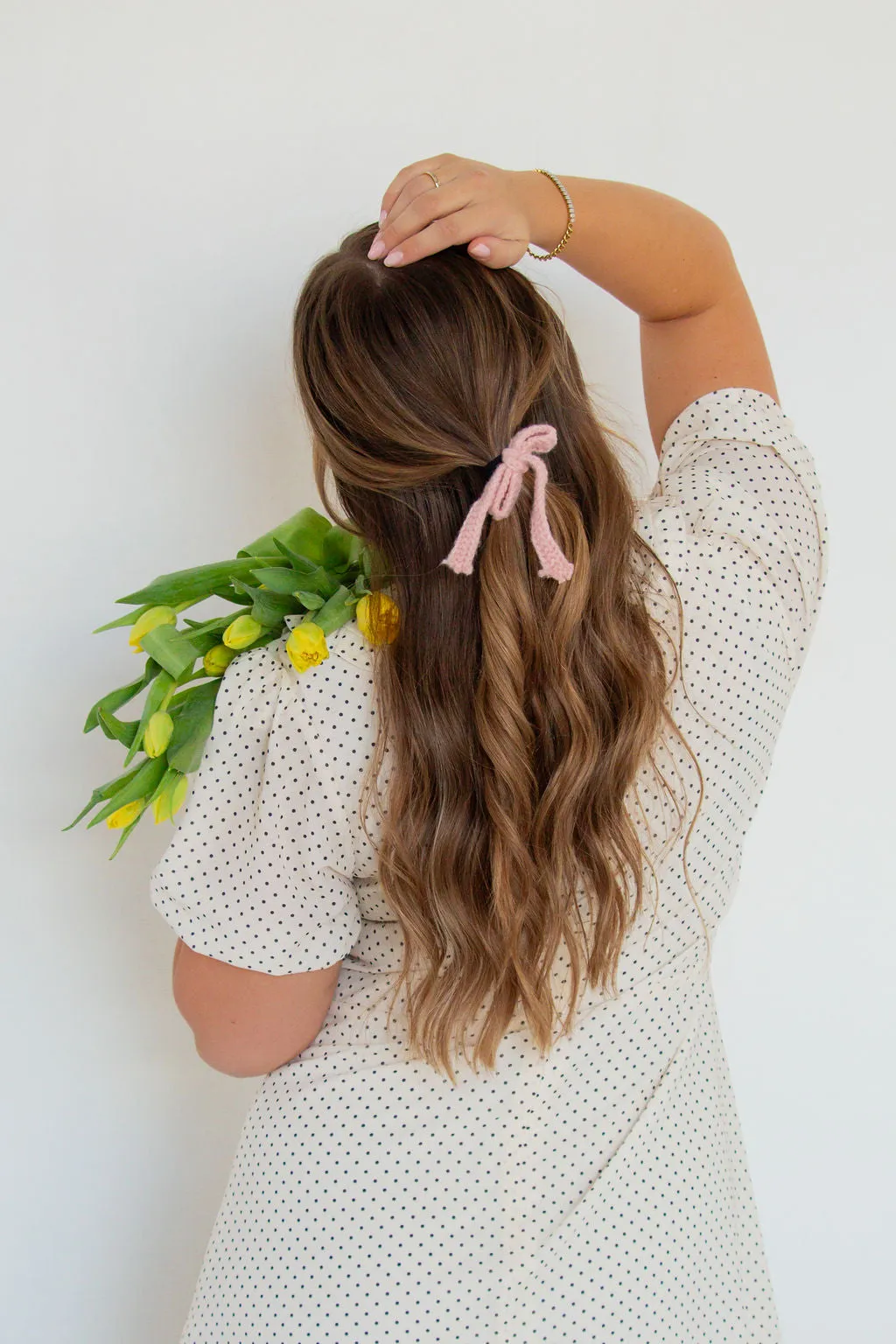 Pastel Knit Bow Ponytail Holder Andi