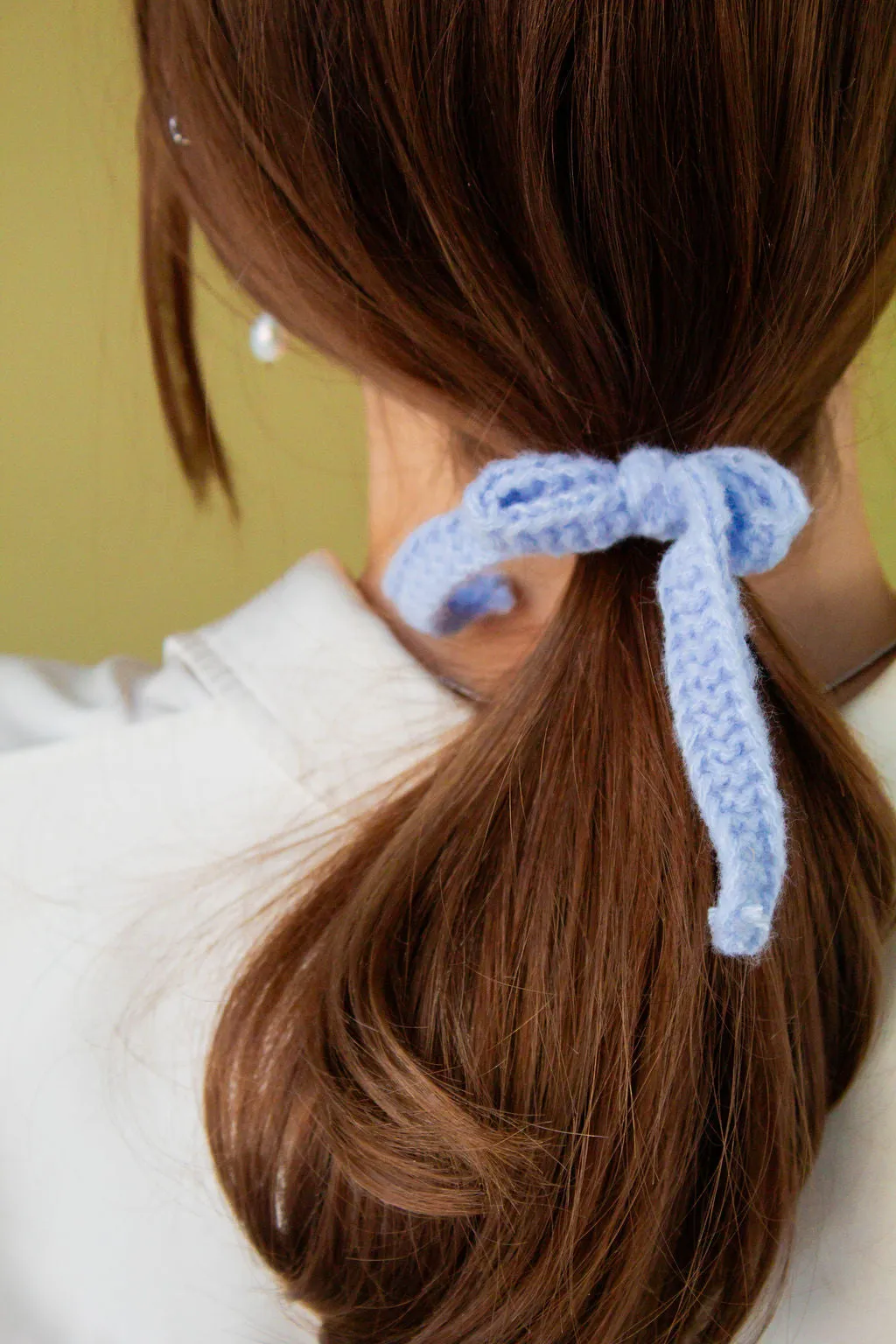 Pastel Knit Bow Ponytail Holder Andi