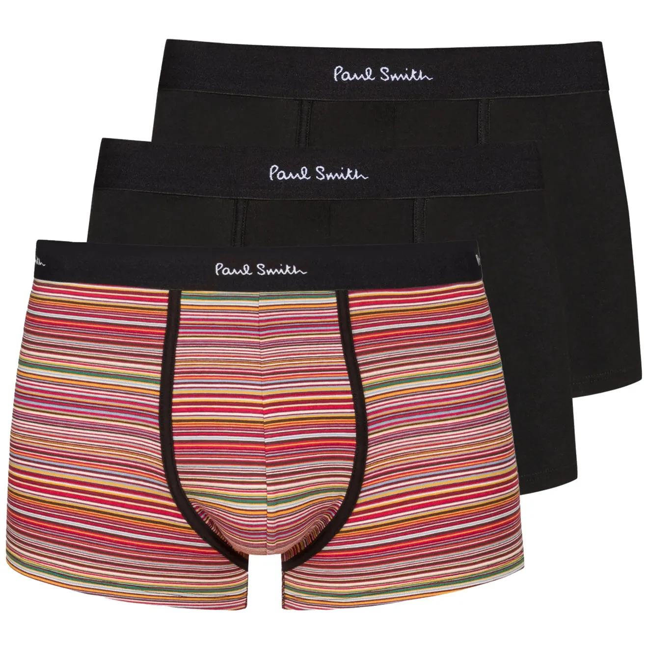Paul Smith Organic-Cotton Mixed Stripe Boxer Briefs Three Pack Black