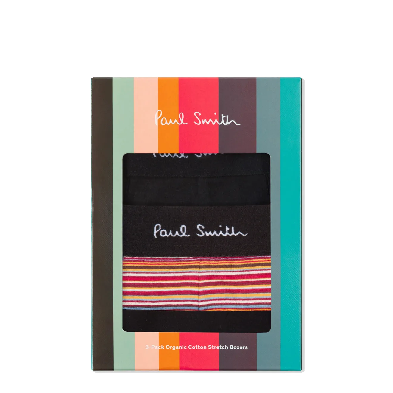 Paul Smith Organic-Cotton Mixed Stripe Boxer Briefs Three Pack Black