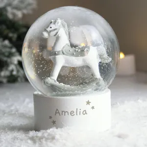 Personalised Name Only Rocking Horse Glitter Snow Globe (MRK-iD)