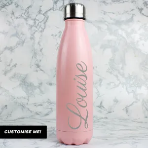 Personalised Pink Metal Insulated Drinks Bottle (MRK-iD)