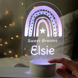 Personalised Pink Rainbow LED Colour Changing Night Light (MRK-iD)