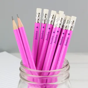 Personalised Star Motif Pink Pencils (MRK-iD)