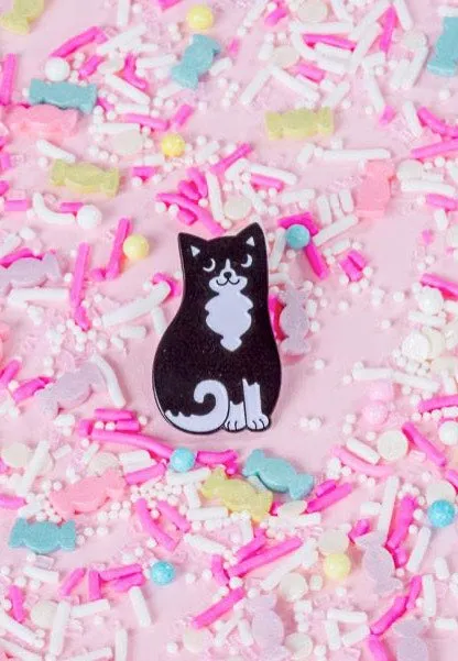 Punky Pins - Black & White Cat - Pin
