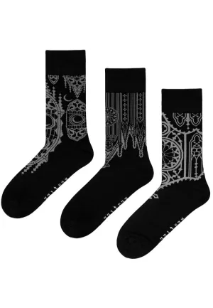 Restyle - Cathedral Present Pack Of 3 Black - Socks