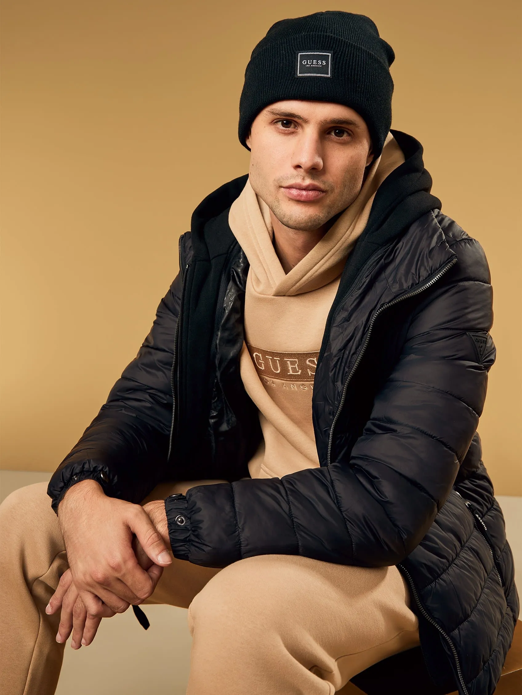 Rib-Knit Logo Patch Beanie