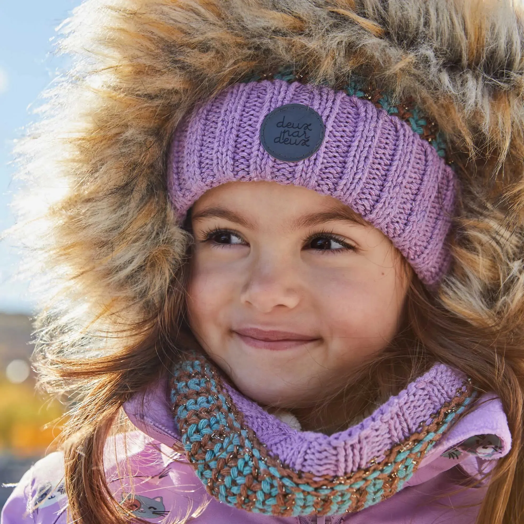 Striped Knit Necktube Purple, Green, Brown And White | DEUX PAR DEUX