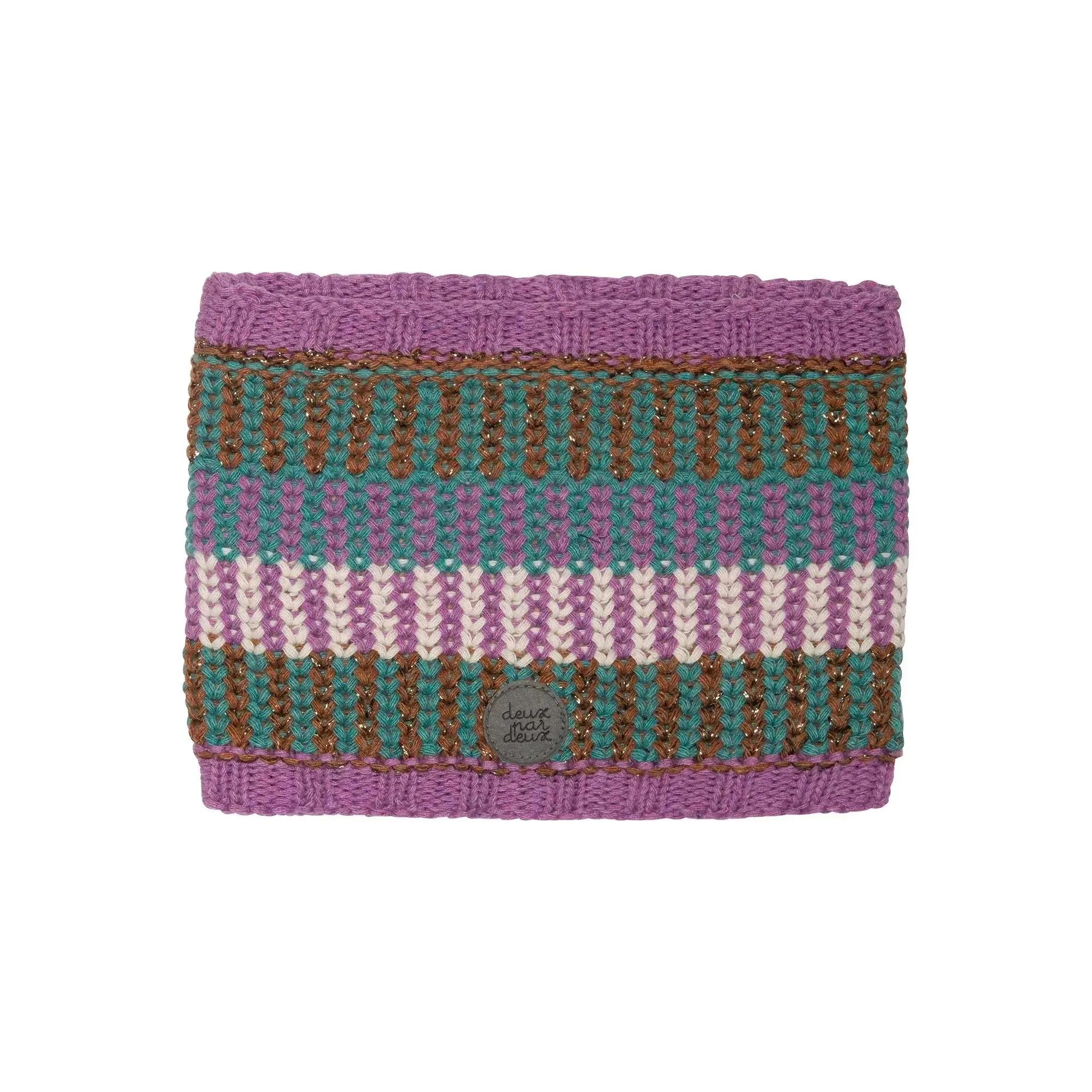 Striped Knit Necktube Purple, Green, Brown And White | DEUX PAR DEUX