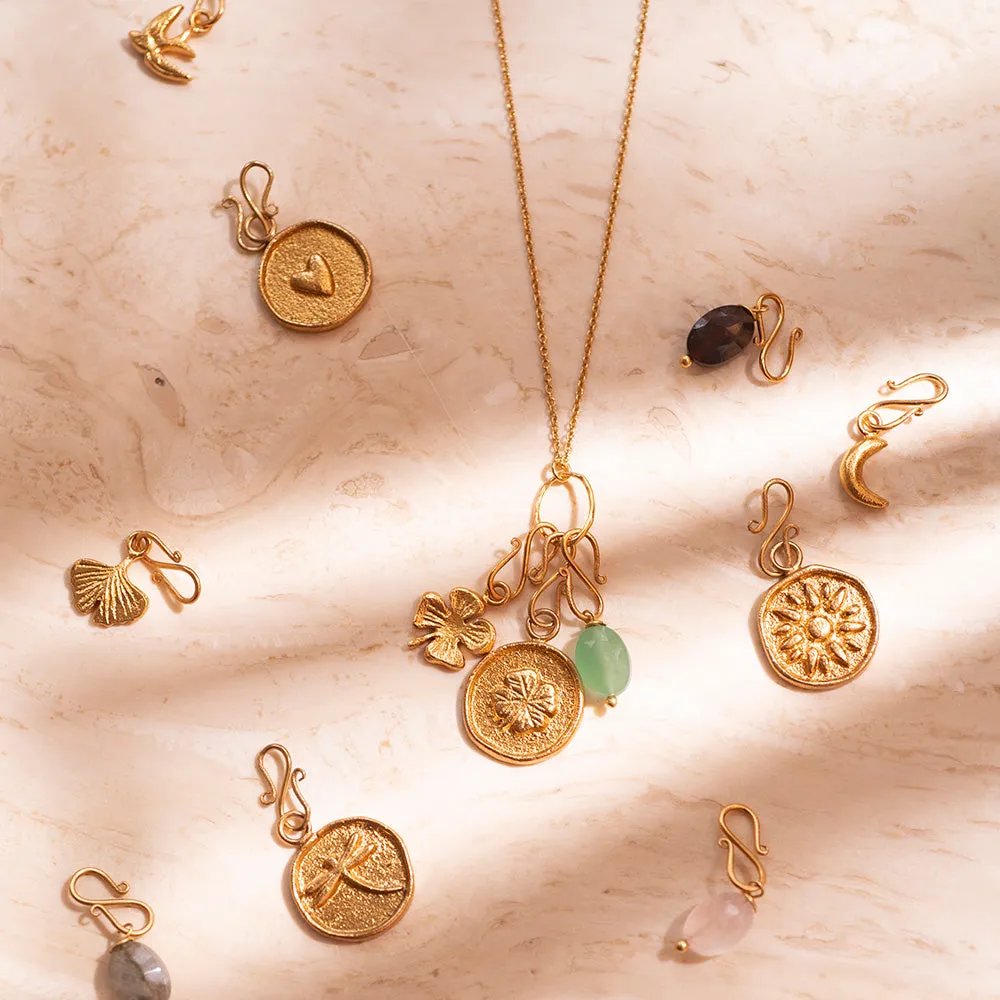 Sun Vintage Coin Charm Gold Plated