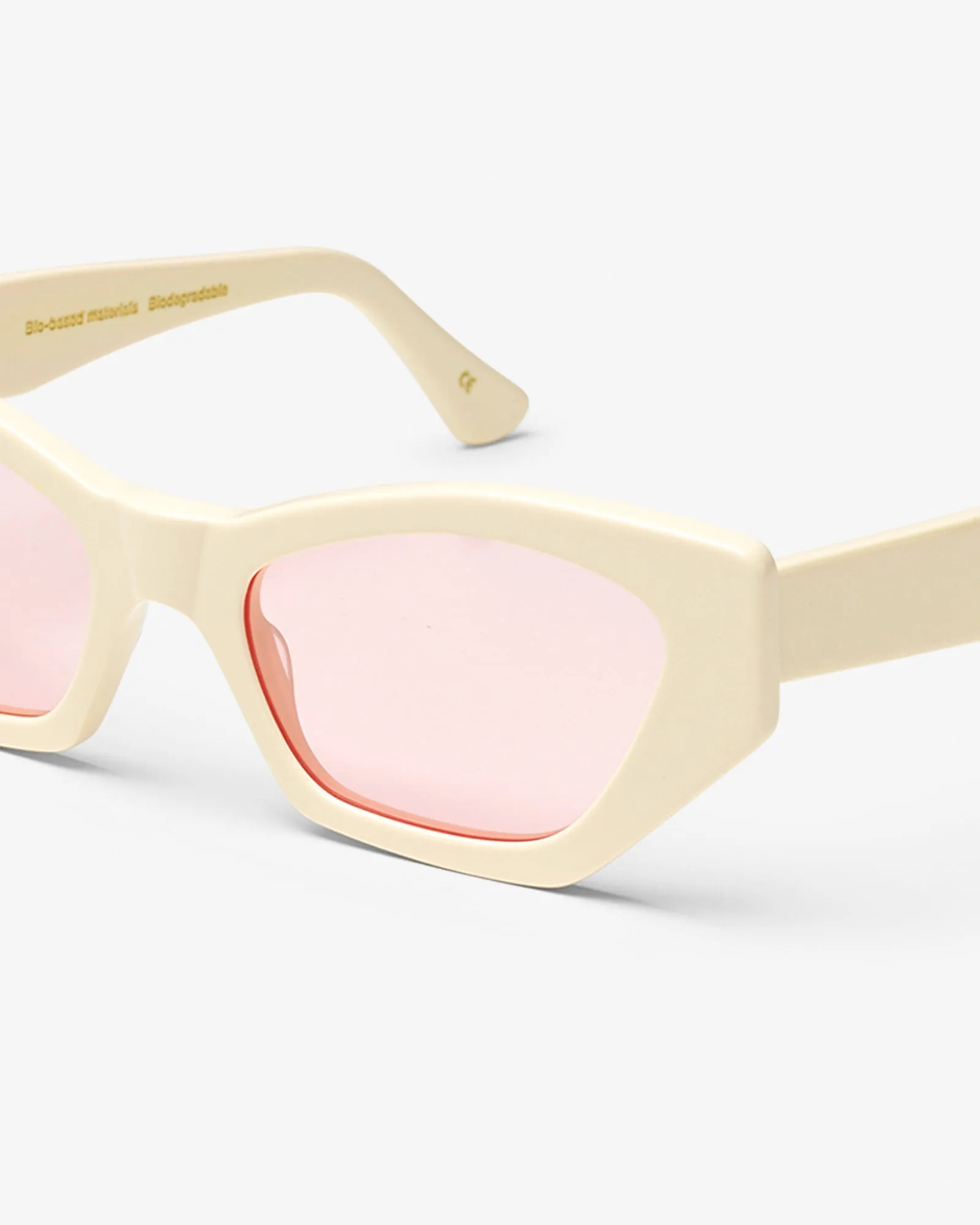 Sunglass 07 - Ivory White Solid - Light Pink