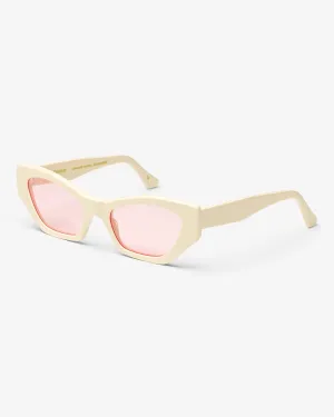 Sunglass 07 - Ivory White Solid - Light Pink