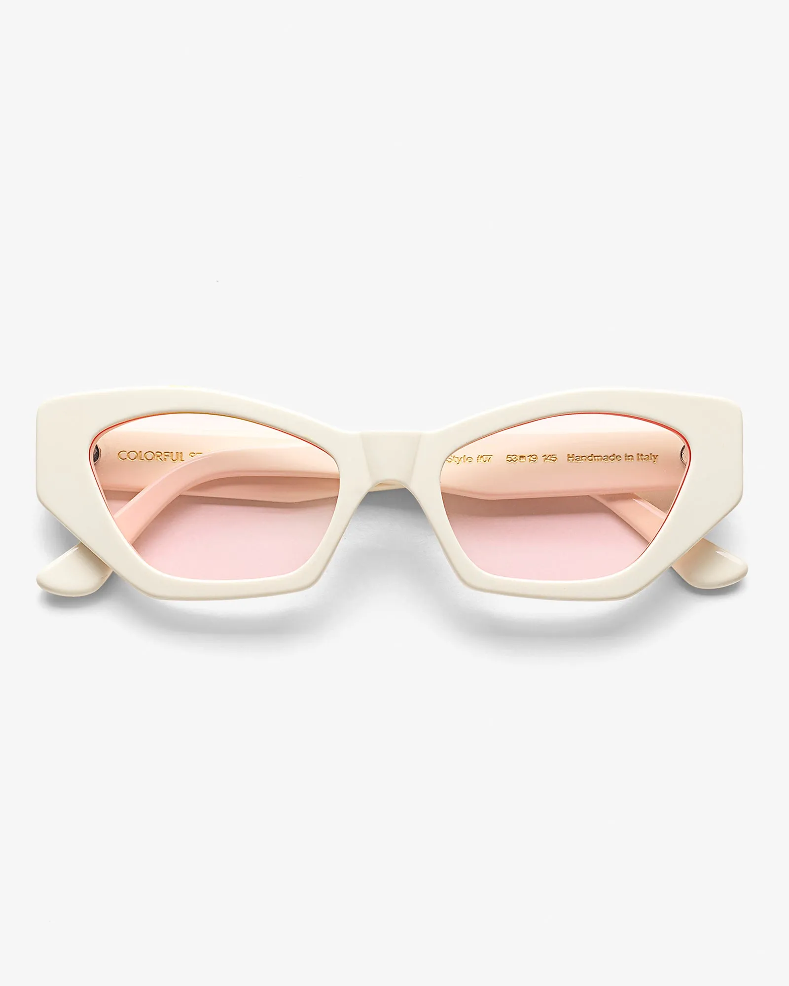 Sunglass 07 - Ivory White Solid - Light Pink