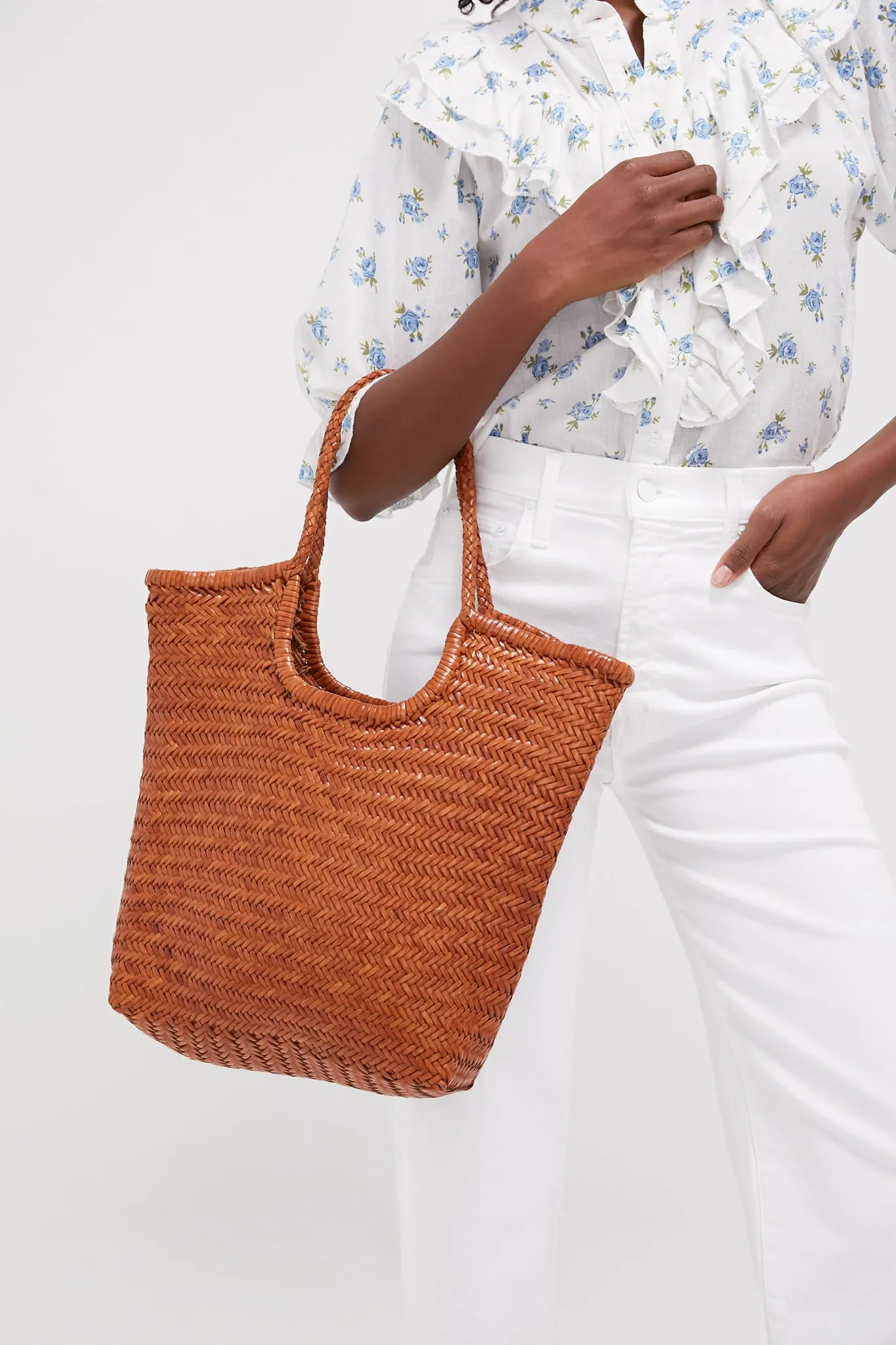 Tan Diagonal Arched Tote