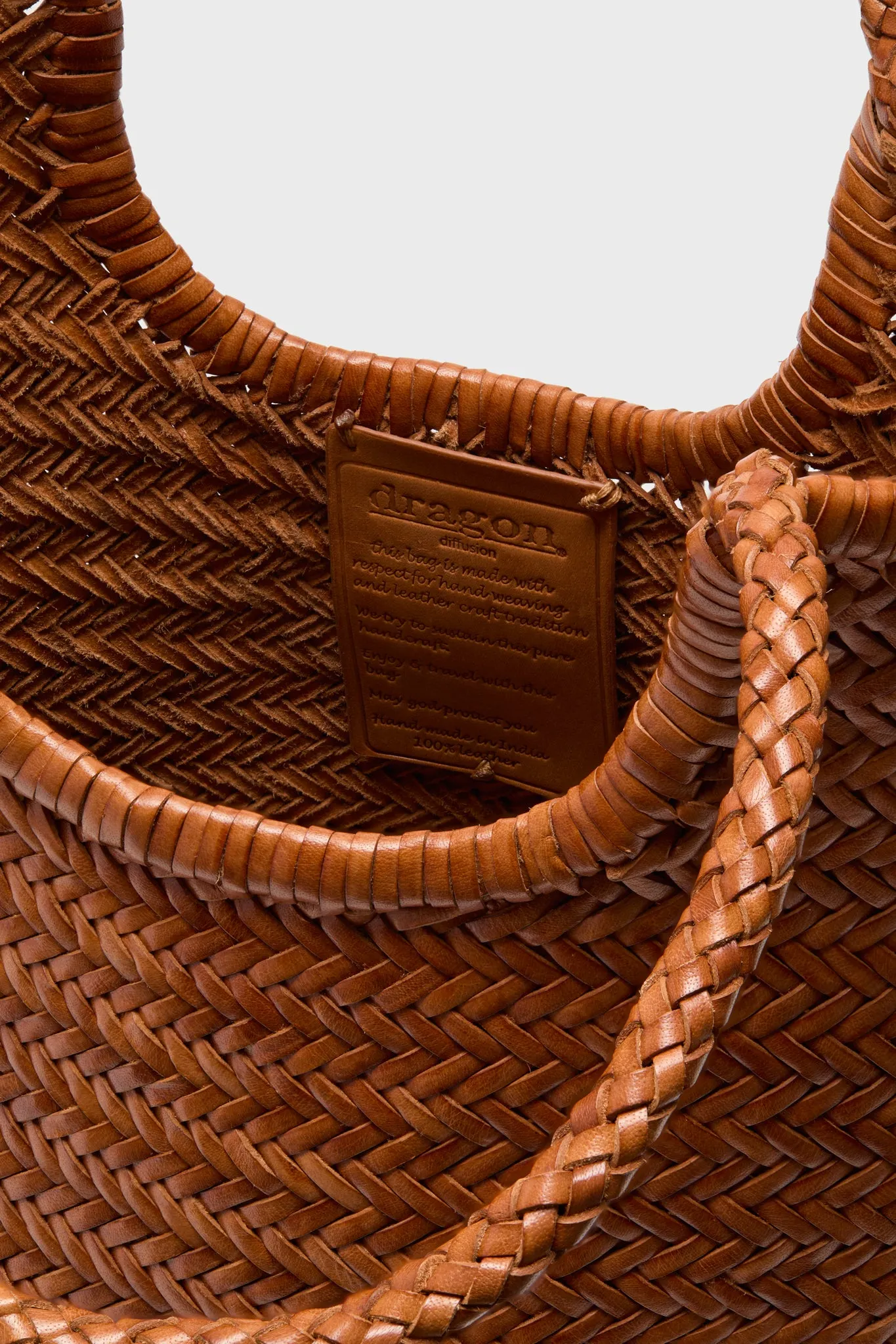 Tan Diagonal Arched Tote