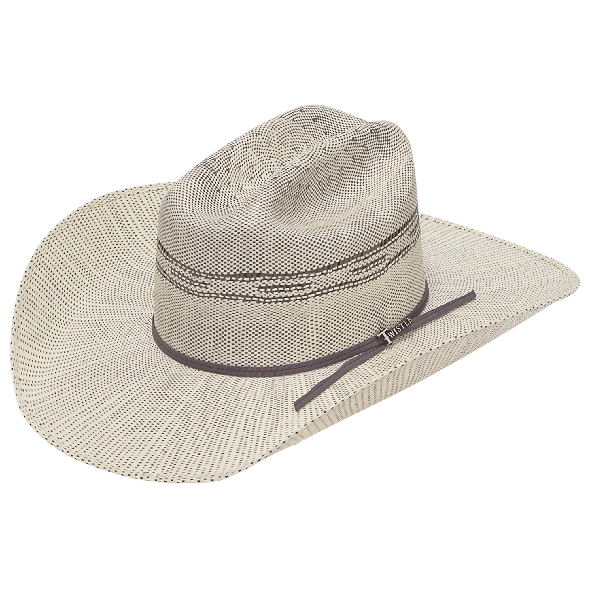 Twister Bangora Grey & Ivory Straw Western Hat