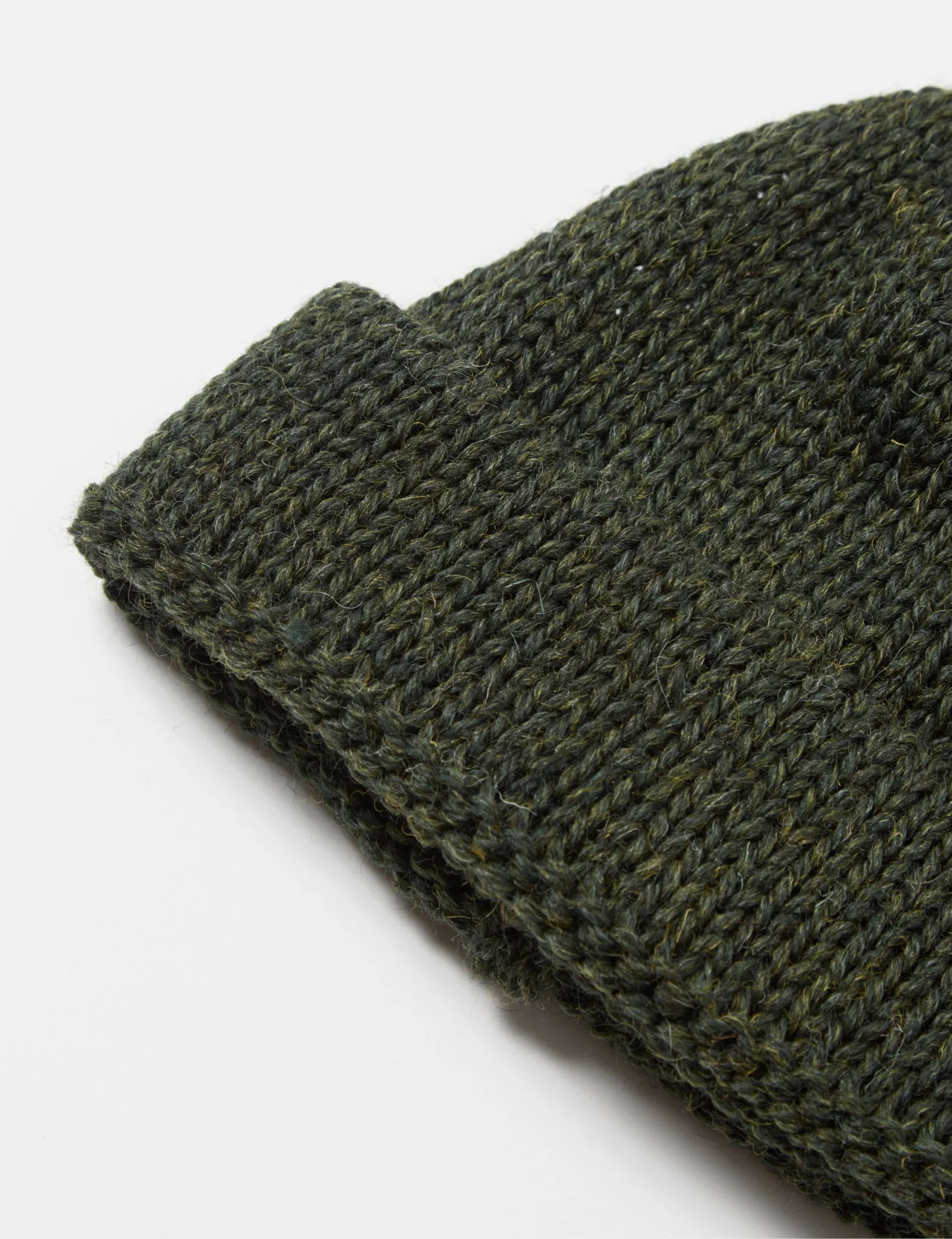 Universal Works Short Watch Beanie Hat (British Wool) - Olive Green