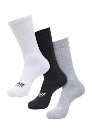Urban Classics - Simple Flat Knit Pack Of 3 White/Black/Heathergrey - Socks