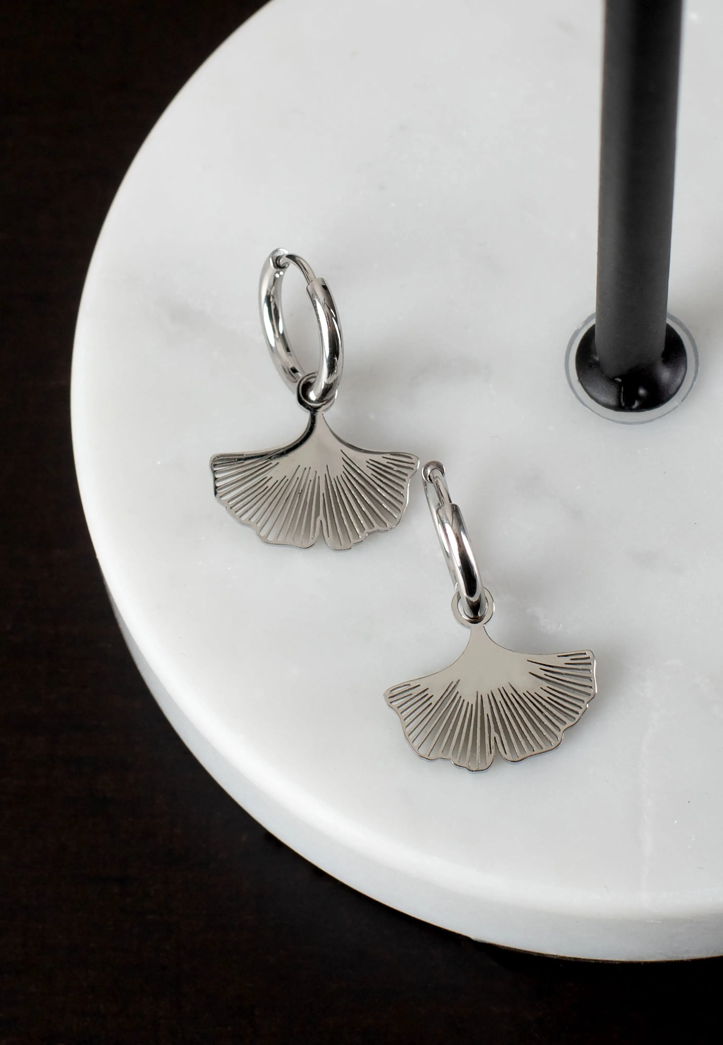 Wildcat - Little Ginkgo Hoops Silver - Earrings