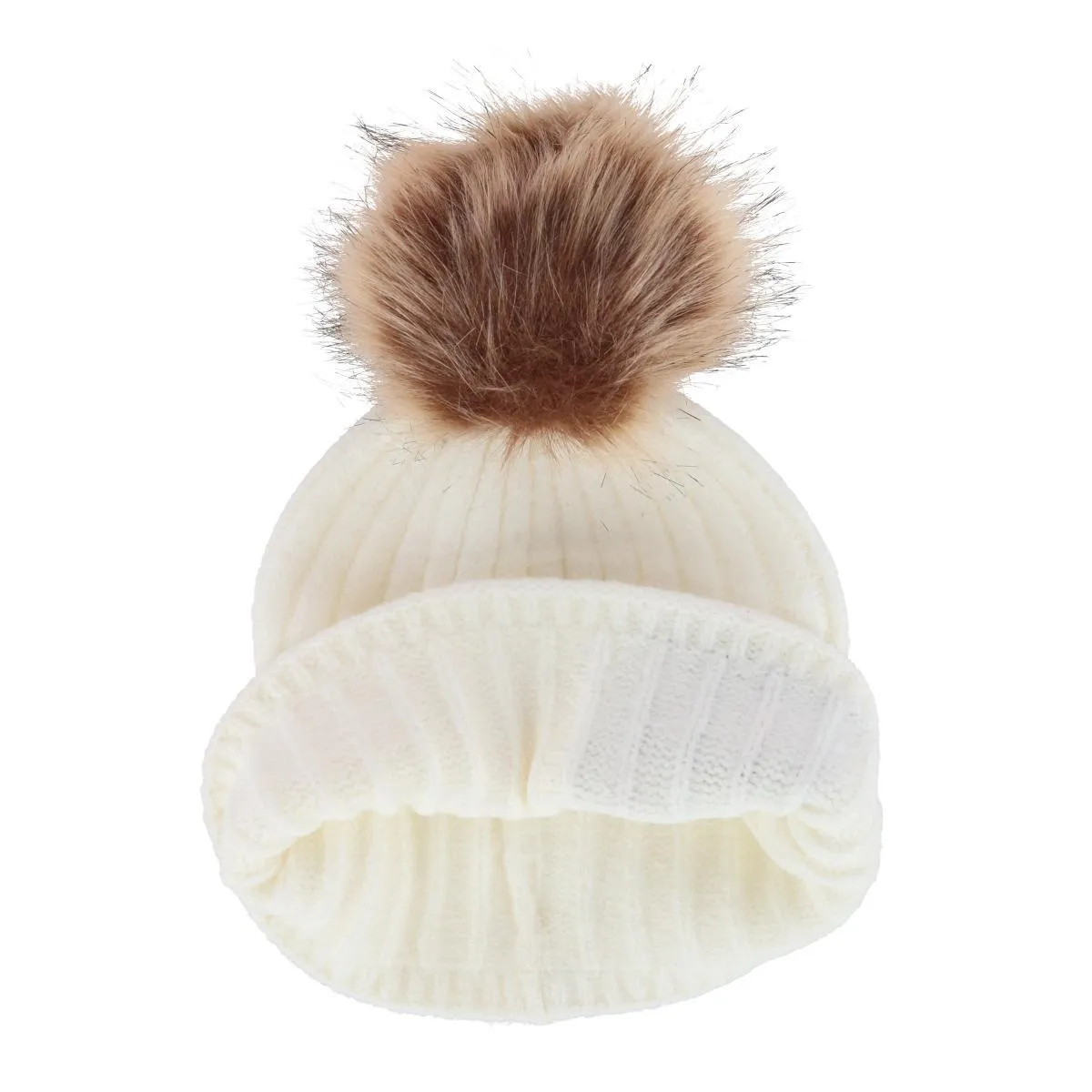 Women's Mama Bear Beanie Hat with Plaid Patch and Pom