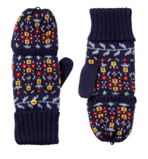 Women's Recycled Knit Fairisle Flip Mitten In Navy